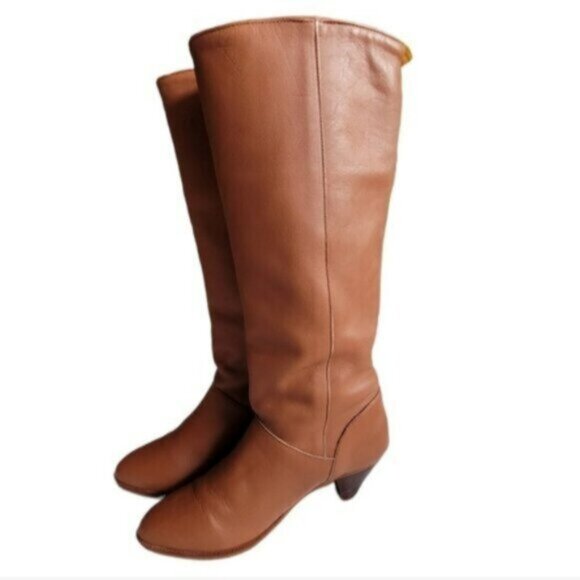 Frye Vintage Brownstone Susie Fold over Slouchy Heeled Boots - Picture 1 of 13